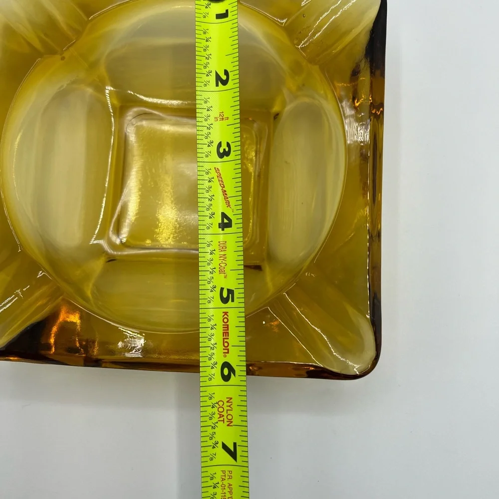 Vintage Moroccan Hazel Atlas Honey Amber Glass Ashtray Excellent Used Condition